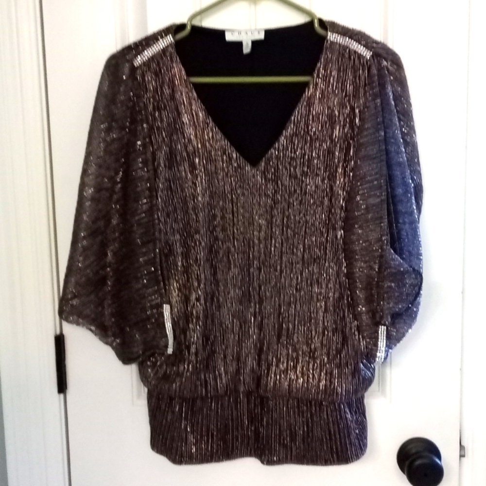 Women's gorgeous blouse cold shoulder with rhinestones on sleeve